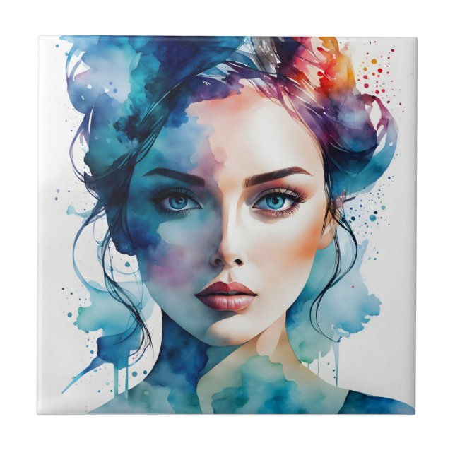 Azulejo Arte femenino de doble exposición (Frente)