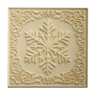 Azulejo Arte festivo de copo de nieve estampado en relieve
