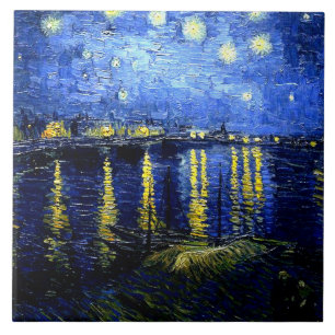 Azulejo Arte fino vintage de Van Gogh, Noche estrellada so