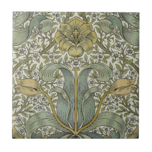 Azulejo Arte floral amarillo de matorral primaveral de Wil