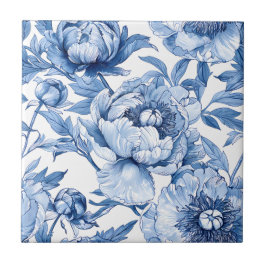 Azulejo Arte floral azul botánico Nouveau flor baño