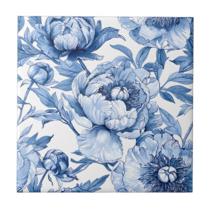Azulejo Arte floral azul botánico Nouveau flor baño