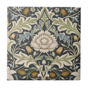 Azulejo Arte floral azul marino de William Morris Severn