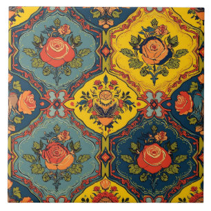 Azulejo Arte Floral Bold Vintage Rosa Art Nouveau