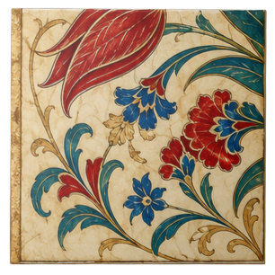Azulejo Arte floral botánico Tulipán Rojo Otomano   