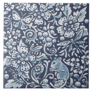 Azulejo Arte floral clásico del bosque de animales del Or