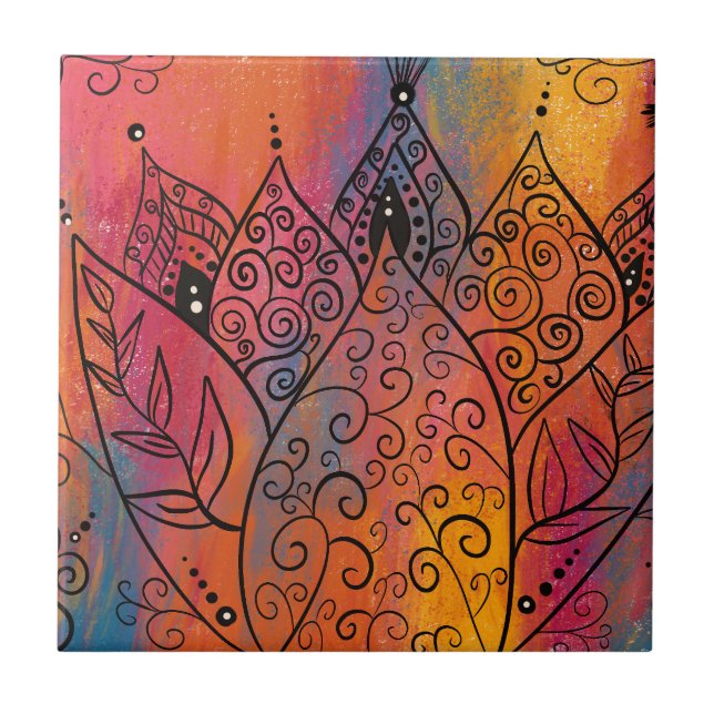 Azulejo Arte floral de bonito (Frente)