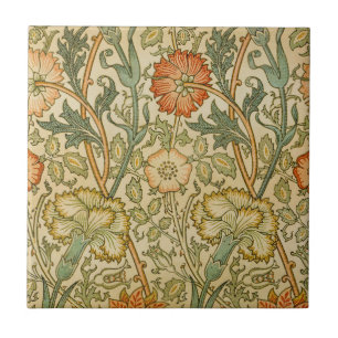 Azulejo Arte floral de borde de rosa rosa William Morris