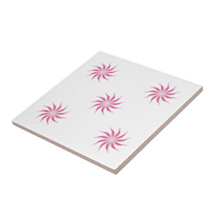 Azulejo Arte floral de hojas en rosa que fluye libremente