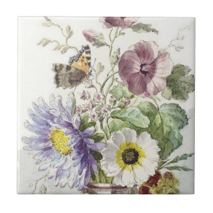Azulejo Arte floral de mariposas vintage de William van Le