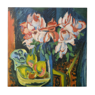 Azulejo Arte Floral Expresionista de Rosas Rosadas Kirchne