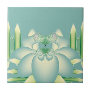 Azulejo Arte Floral Fractal Loto Menta Art Déco