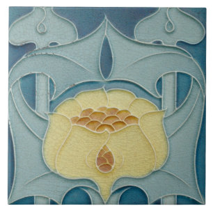 Azulejo Arte Floral Francés Amarillo Floral Nouveau Acuare