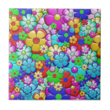 Arte floral retro hippy