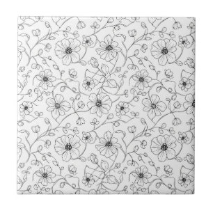 Azulejo Arte floral sin fisuras de línea minimalista (1)