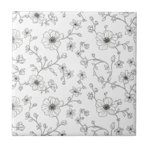 Azulejo Arte floral sin fisuras de línea minimalista (4)