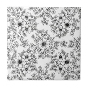Azulejo Arte floral sin fisuras de línea minimalista (6)