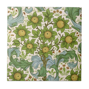 Azulejo Arte floral verde del huerto de William Morris