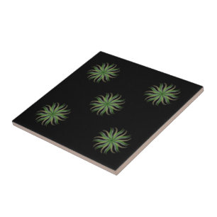 Azulejo Arte floral verde gris marrón de hojas de flujo li