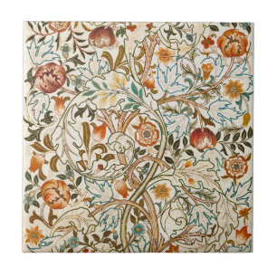 Azulejo Arte floral vintage de acanto de William Morris