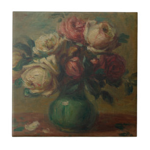 Azulejo Arte floral vintage de Renoir con rosas Cottagecor