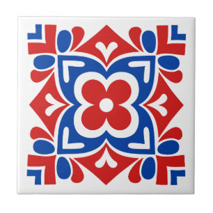 Azulejo Arte Folclórico en Flor