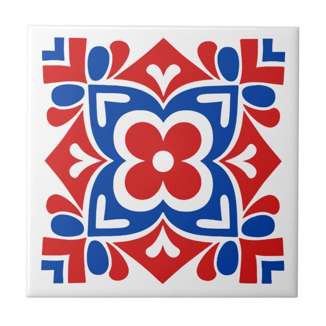 Azulejo Arte Folclórico en Flor (Frente)