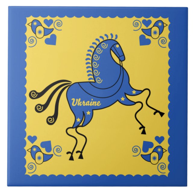 Azulejo Arte folclórico eslavo tradicional de Ucrania (Frente)