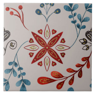 Azulejo Arte folclórico navideño nórdico