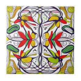 Azulejo Arte folclórico nórdico caprichoso