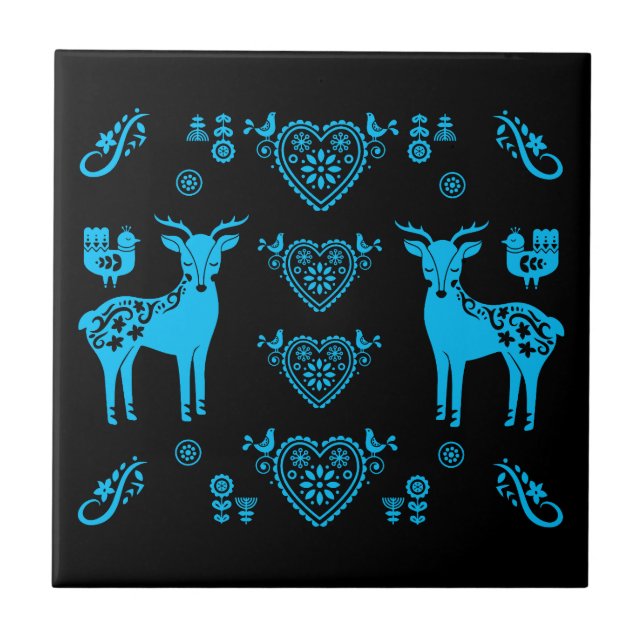 Azulejo Arte folclórico noruego Rosemaling (Frente)