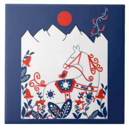 Azulejo Arte Folclórico Sueco Y Acabado