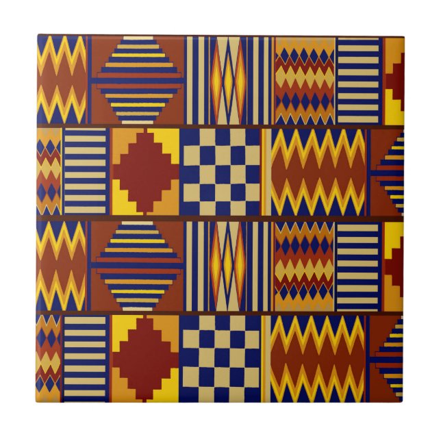 Azulejo Arte folclórico tribal - Amarillo de la marina oxi (Frente)