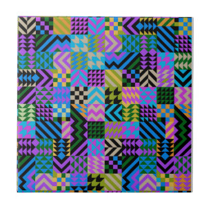 Azulejo Arte folclórico tribal - azul