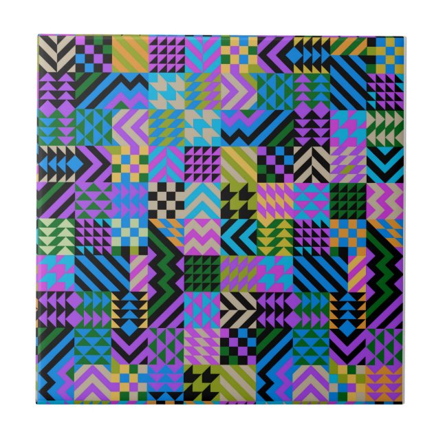 Azulejo Arte folclórico tribal - azul (Frente)