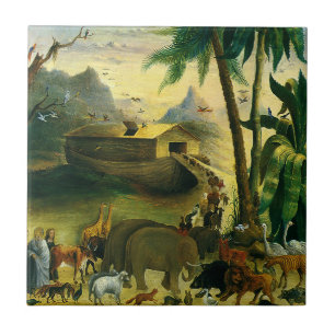Azulejo Arte Folclórico Victoriano Antiguo, Arca de Noé de