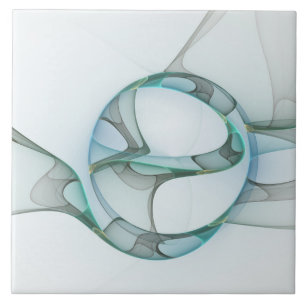 Azulejo Arte fractal abstracto moderno azul turquesa gris