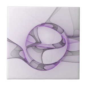 Azulejo Arte fractal abstracto moderno lavanda gris