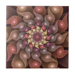 Azulejo Arte fractal abstracto moderno surrealista de flor