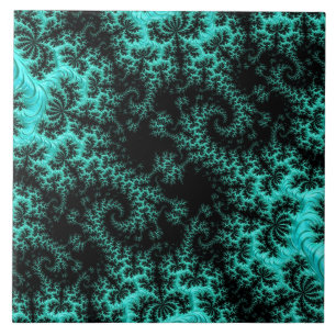 Azulejo Arte fractal abstracto negro verde