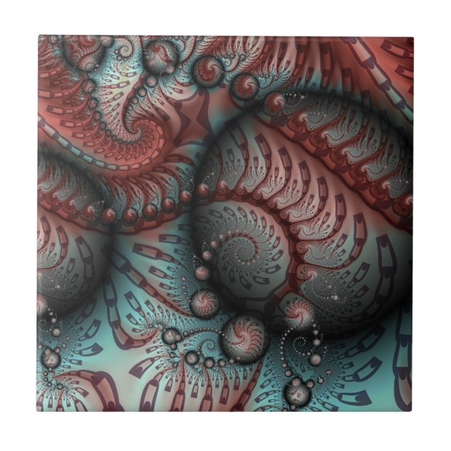 Azulejo Arte fractal de fantasía vívida abstracta marrón a (Frente)
