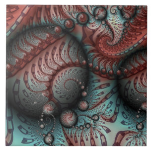 Azulejo Arte fractal de fantasía vívida abstracta marrón a