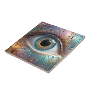 Azulejo Arte Fractal de Ojo Azul,