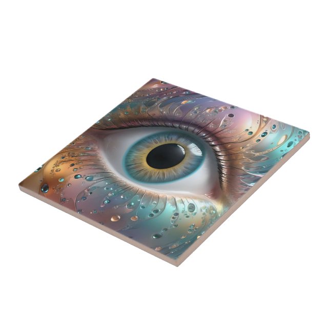 Azulejo Arte Fractal de Ojo Azul, (Lado)