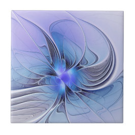Azulejo Arte fractal moderno abstracto lavanda azul