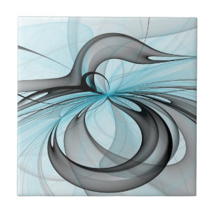 Azulejo Arte fractal moderno gris antracita abstracto