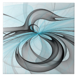 Azulejo Arte fractal moderno gris azul antracita abstracto
