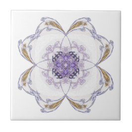 Azulejo Arte fractal morado y dorado de aspecto floral