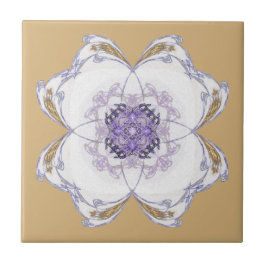 Azulejo Arte Fractal Purple, Gold Floral