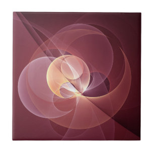 Azulejo Arte fractal rojo de vino moderno elegante abstrac